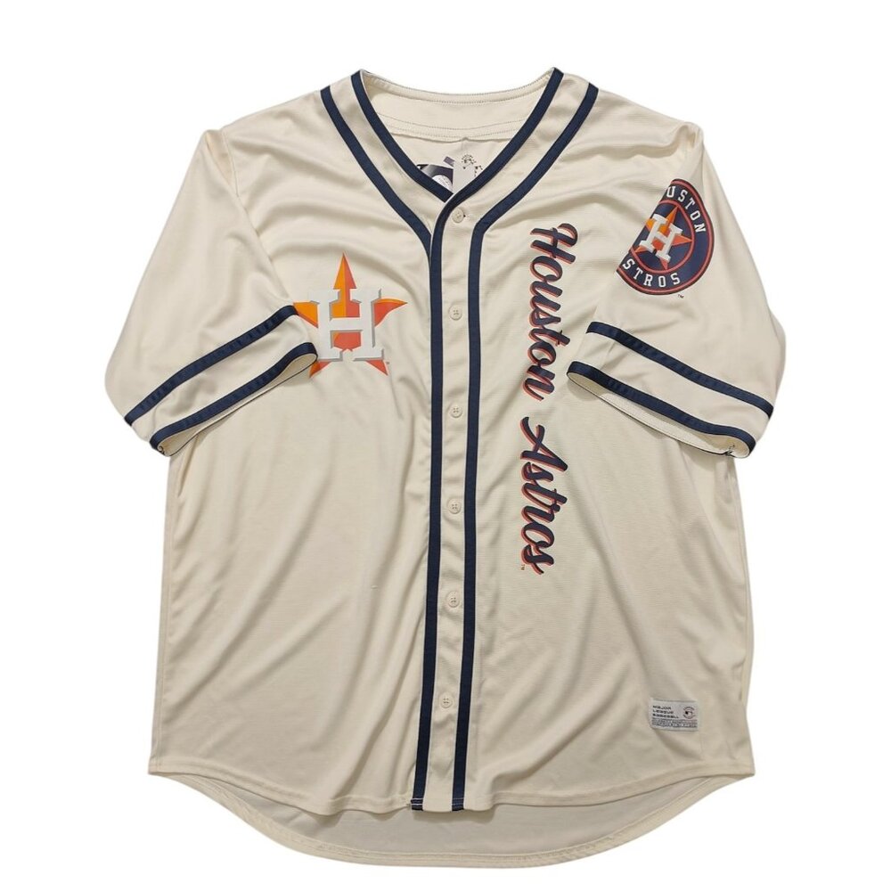Dynasty Men's Beige Houston Astros Button Down Jersey Size XXL